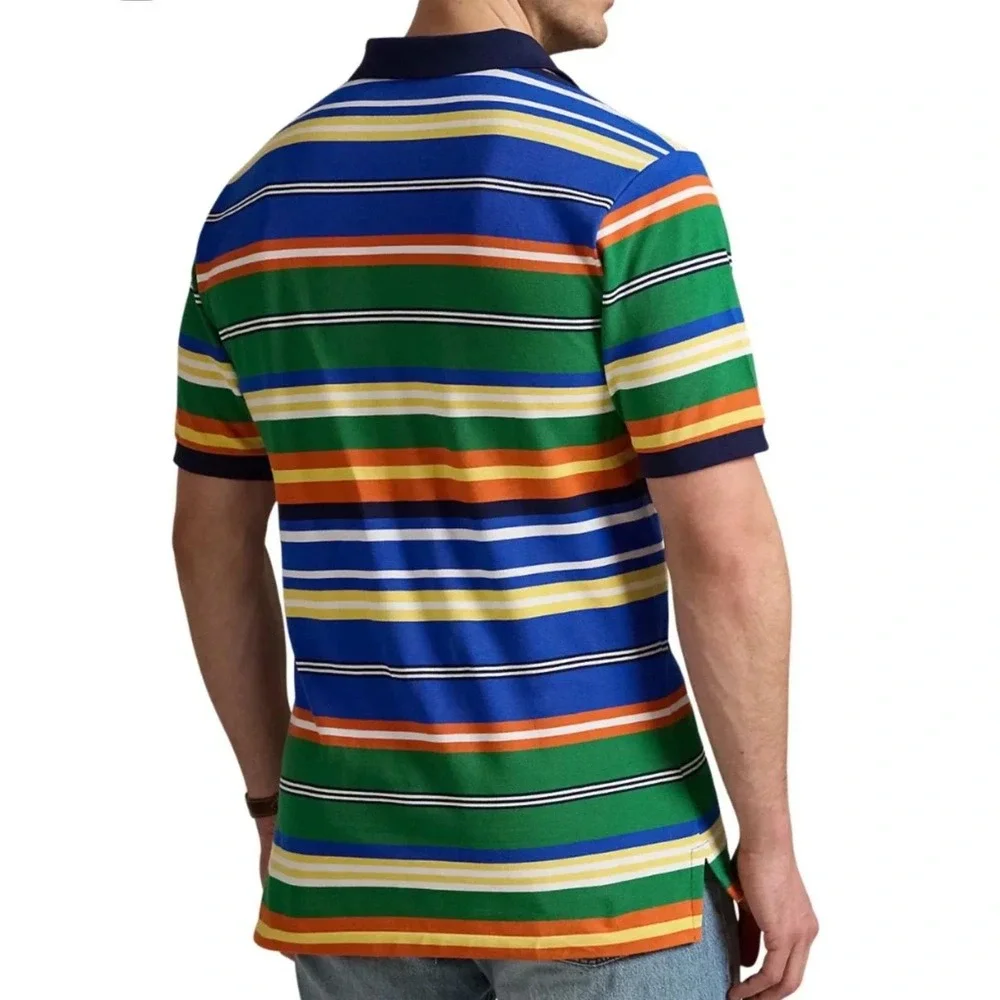 Polo Ralph Lauren Mens XL Classic Fit Striped Cotton Mesh Polo Shirt Multi Color